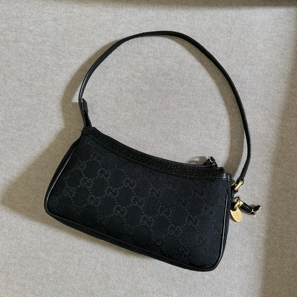 Gucci Black mini Pochette cowboy boot charm bag